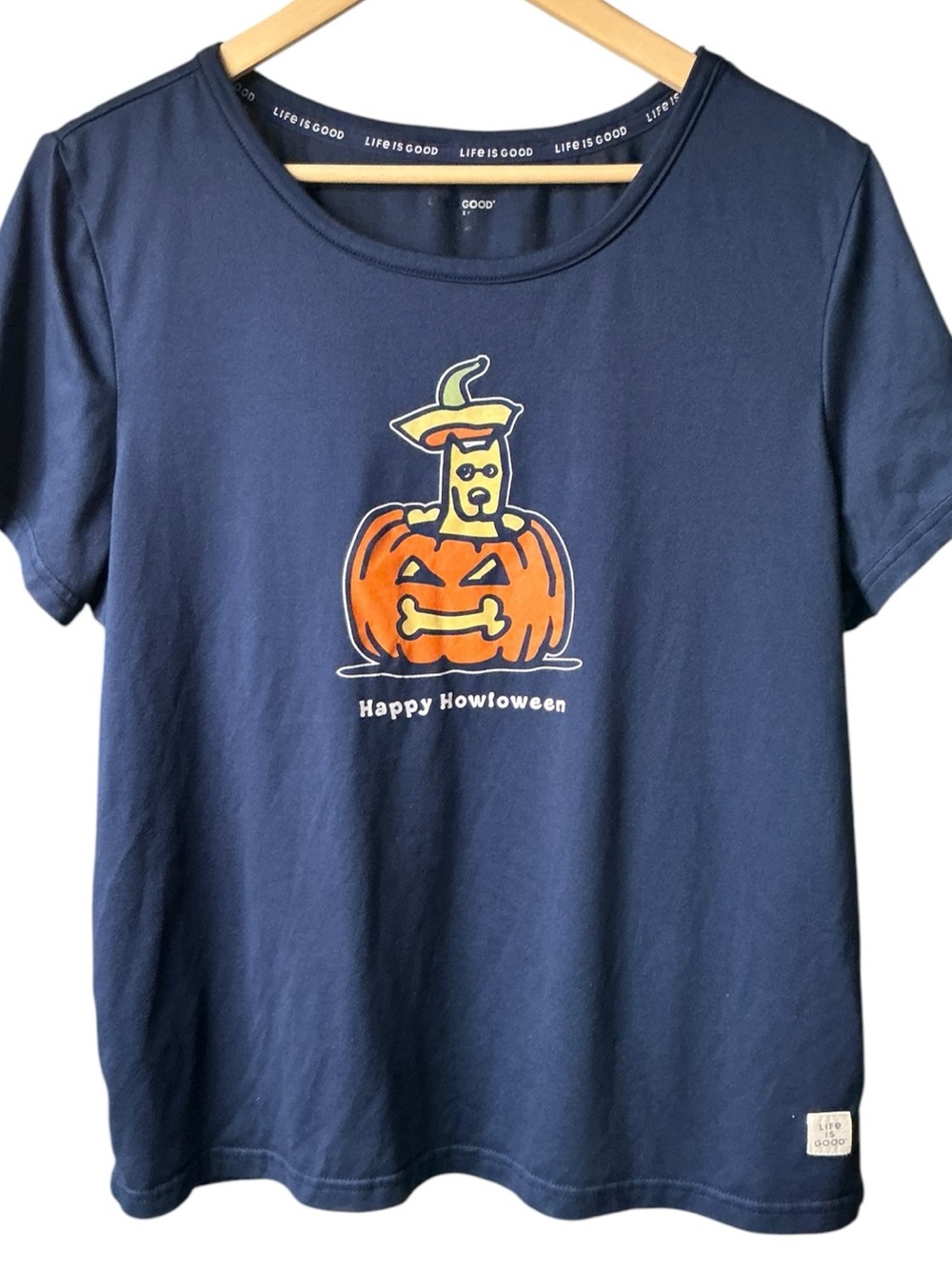 Life Is Good Halloween Short Sleeve Tee Pumpkin Dog